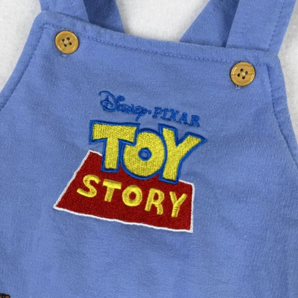 Disney Toy Story Overalls Shortall Baby Boys 3-6M Blue Woody Buzz Lightyear